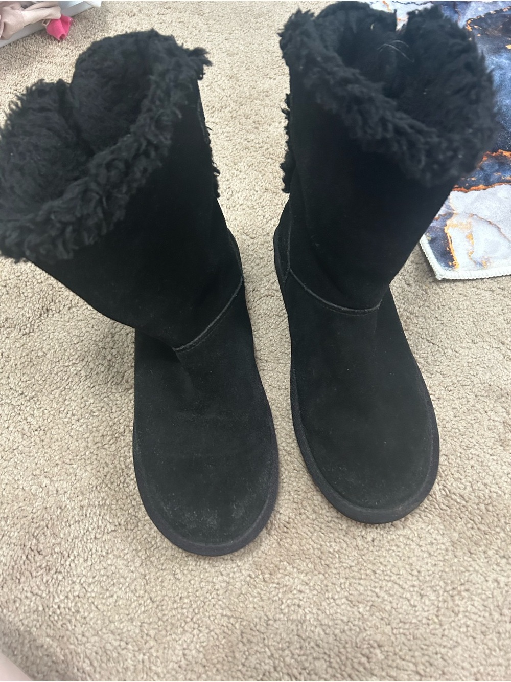 Koolaburra Black Faux-Shearling Winter Booties